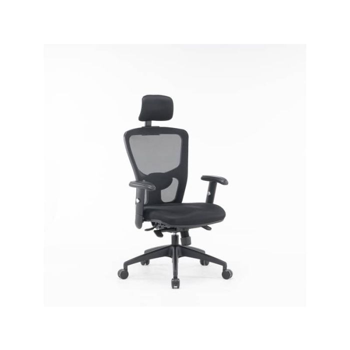 Poltrona direzionale con braccioli Philadelfia rivestimento tessuto rete tecnica traspirante Serena Group nero - main product photo