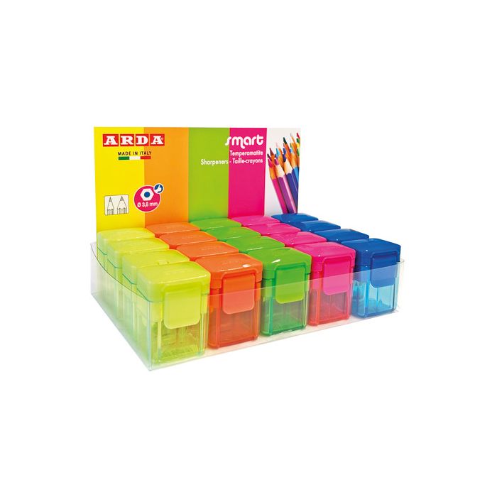 Espositore 20 temperamatite a 2 fori Arda Smart Fluo Colours assortiti TE804SC main product photo