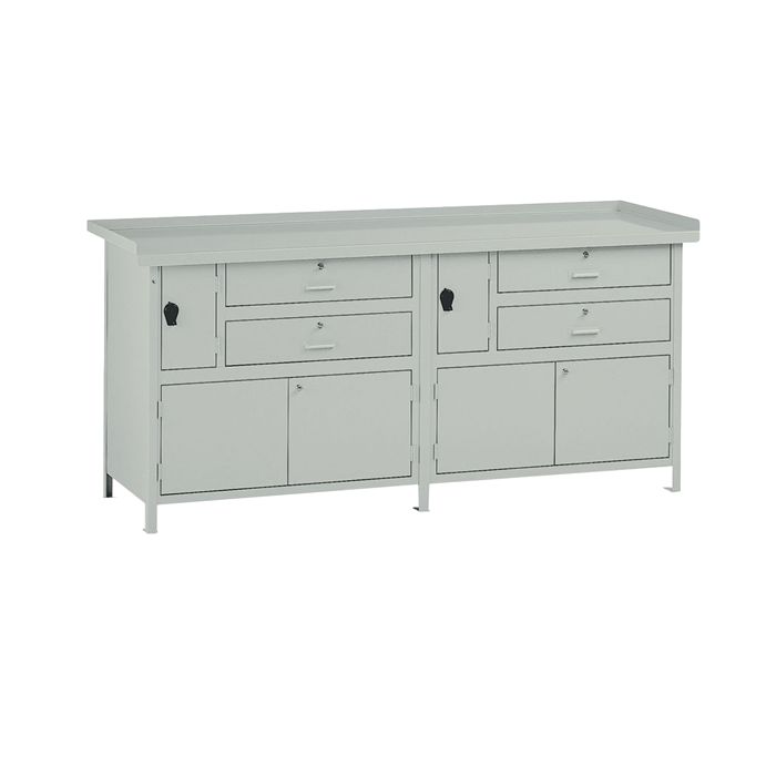Banco da lavoro - con 4 cassetti e 2 vano - 200 x 67 x 90 cm - grigio - Tecnotelai main product photo