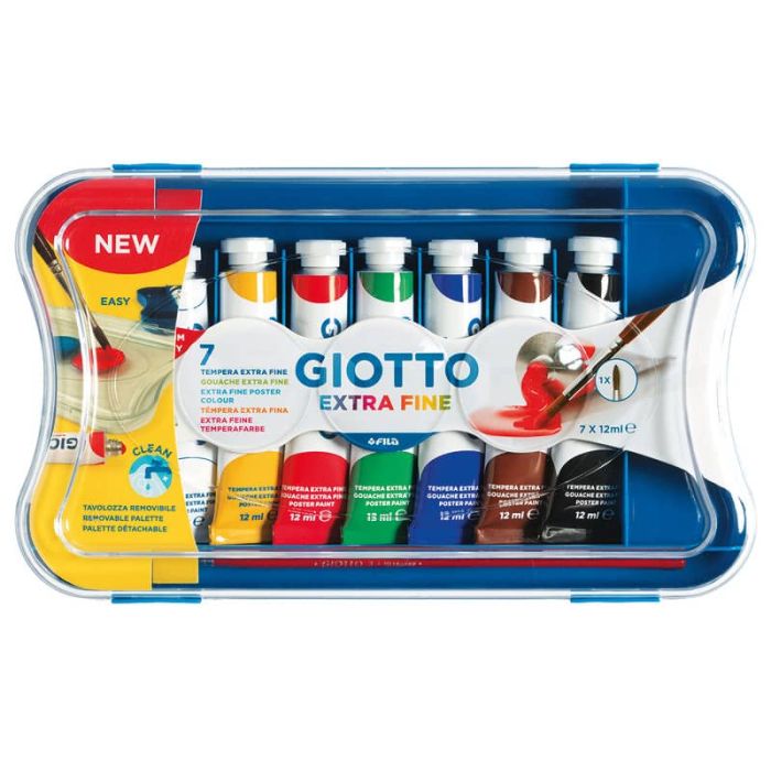 Tempere GIOTTO Extra 12 ml assortiti scatola 7 tubetti + 1 pennello 30310000 main product photo