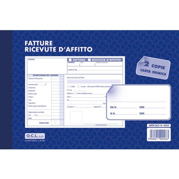 Blocco ricevute affitto O.C.L. 50x2 copie 0205 main product photo