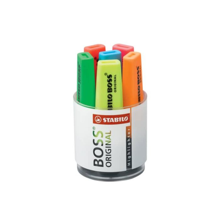 Evidenziatori Stabilo Boss Original 2-5 mm assortiti Cilindro in plastica con 6 pezzi - 7006 main product photo