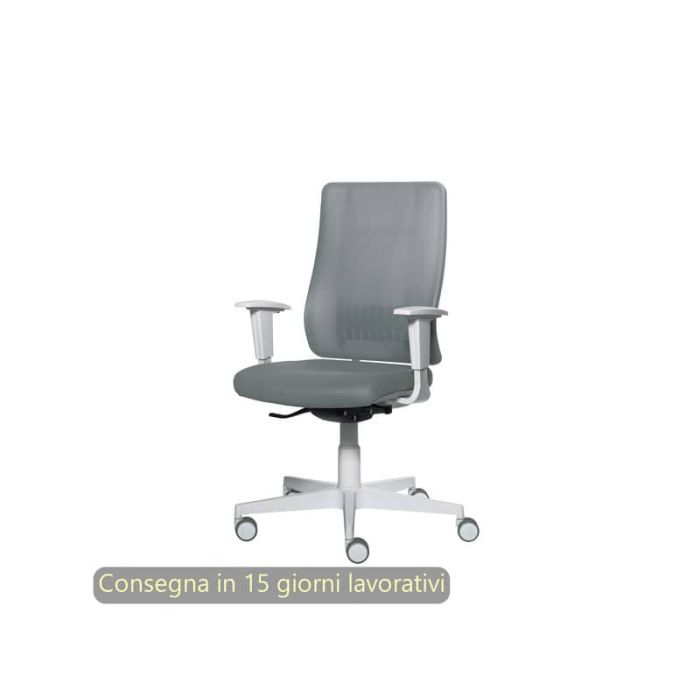 Poltrona semi-direzionale Liberty Syncro Seditaly scocca bianca tessuto ignifugo grigio scuro - L2G0S1TDGDM71 main product photo
