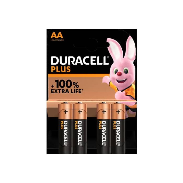 Batterie alcaline Duracell Plus100 Stilo AA - MN1500 mAh - blister da 4 - DU0101 main product photo