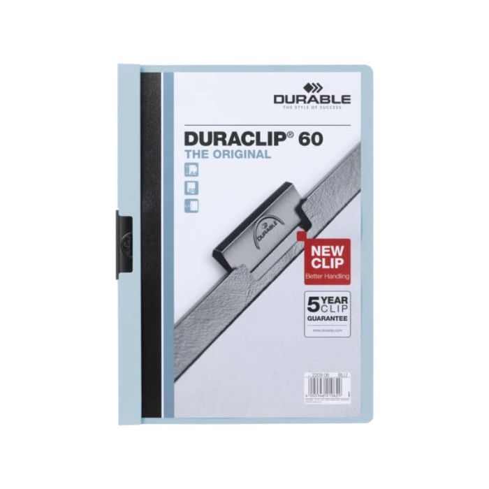 Cartellina con clip Durable DURACLIP A4 - dorso 6 mm - capacità 60 fogli azzurro - 220906 main product photo