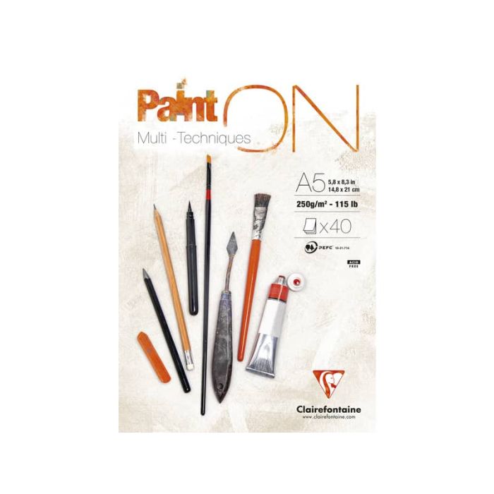 Blocco collato Clairefontaine Paint'on conf. 4 pz - formato A5 - 96538C main product photo