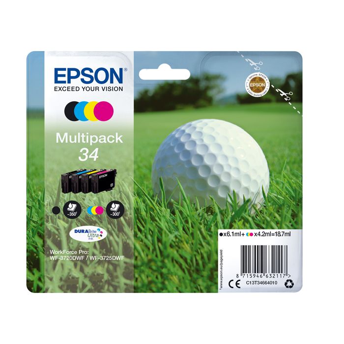 EPSON CONF. 4 CARTUCCE INK MULTIPACK 1 PER COLORE 34 PALLINA DA GOLF main product photo