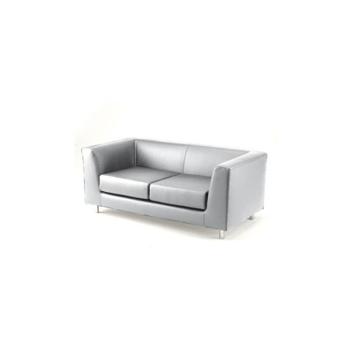 Divano attesa a 2 posti Unisit Quad QD2 schienale fisso - rivestimento in vera pelle bianco - QD2/PQ main product photo