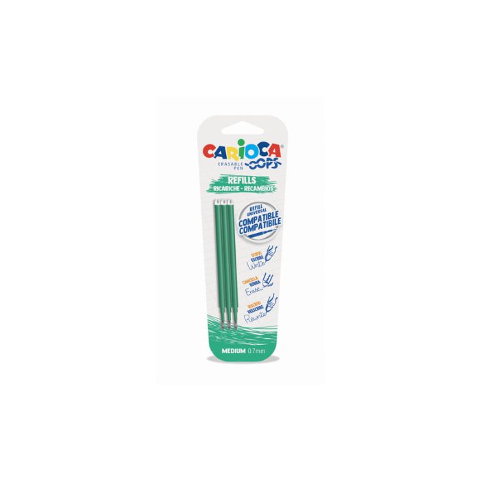 Refill penne cancellabili Carioca OOPS 0,7 mm in blister da 3 pz verde 43041/04 main product photo