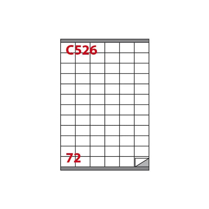 Etichette bianche con margine Copiatabu C526 laser/inkjet 72 et./foglio - conf. 100 fogli Markin 35x23,5 mm - X210C526 main product photo