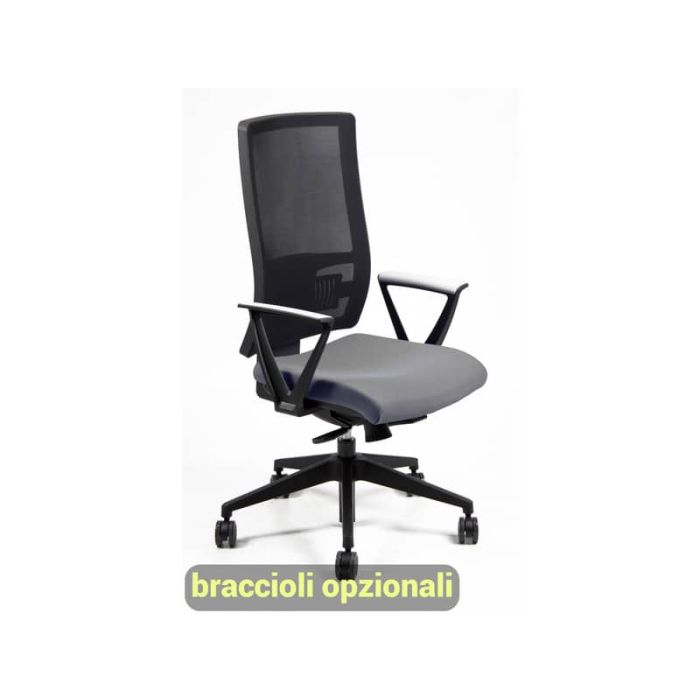 Sedia operativa girevole Unisit Nereide NDAE schienale in rete - rivestimento ignifugo grigio scuro - NDAE/IT main product photo