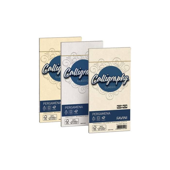 Buste per carta da lettere da stampare Favini Calligraphy Liscio 90 g/m² 11x22cm crema 05 25buste - A572203 main product photo