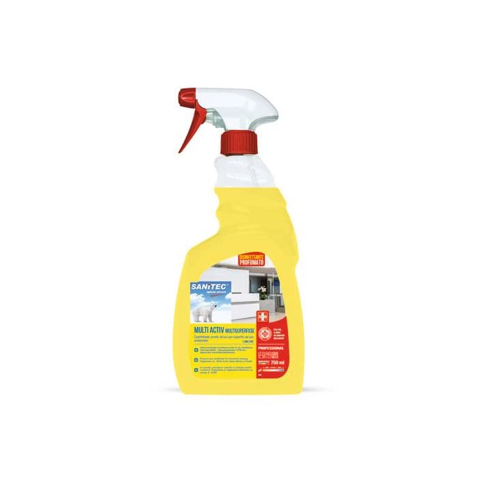 Sgrassatore alcolico disinfettante Sanitec Multi Activ multisuperficie - profumo limone - flacone 750 ml - 1838-S main product photo