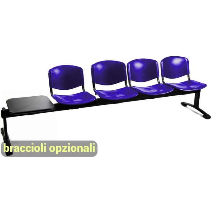 Panca 4 posti attesa Unisit Dado D54PT con tavolino - rivestimento ignifugo blu - D54PT/IB main product photo