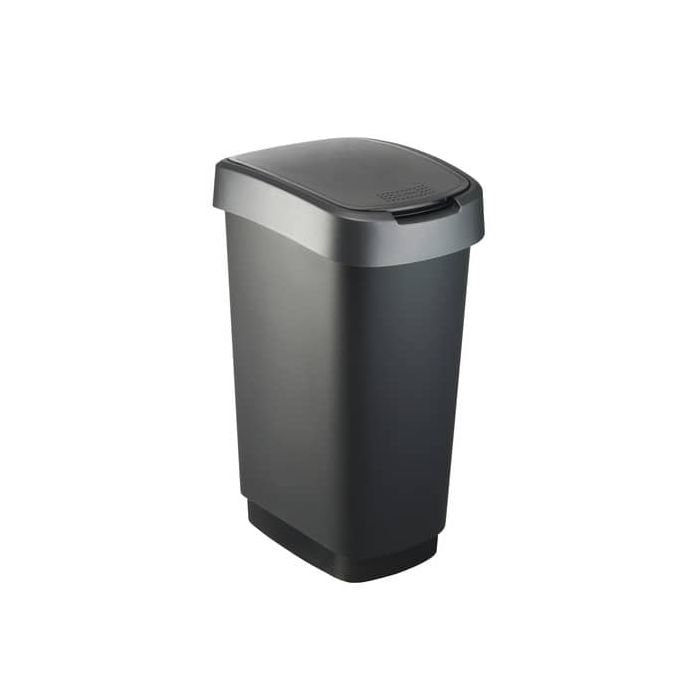 Cestino gettacarte Rotho con coperchio basculante nero/grigio - 50 l F600029 main product photo