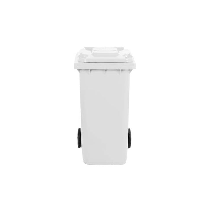 Bidone carrellato per raccolta differenziata 240 lt con coperchio PEHD Mobil Plastic bianco - 1/240/5-BIL main product photo
