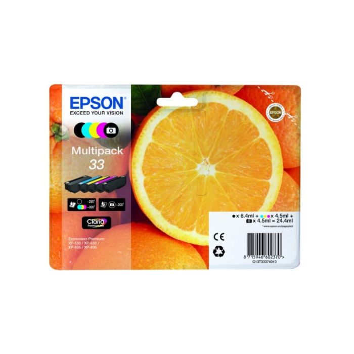 Cartucce inkjet Arance T33 Epson 5 colori Conf. 5 - C13T33374011 main product photo