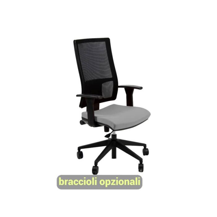 Sedia operativa girevole Unisit Nereide NDA schienele in rete - rivestimento ignifugo grigio scuro - NDA/IT main product photo