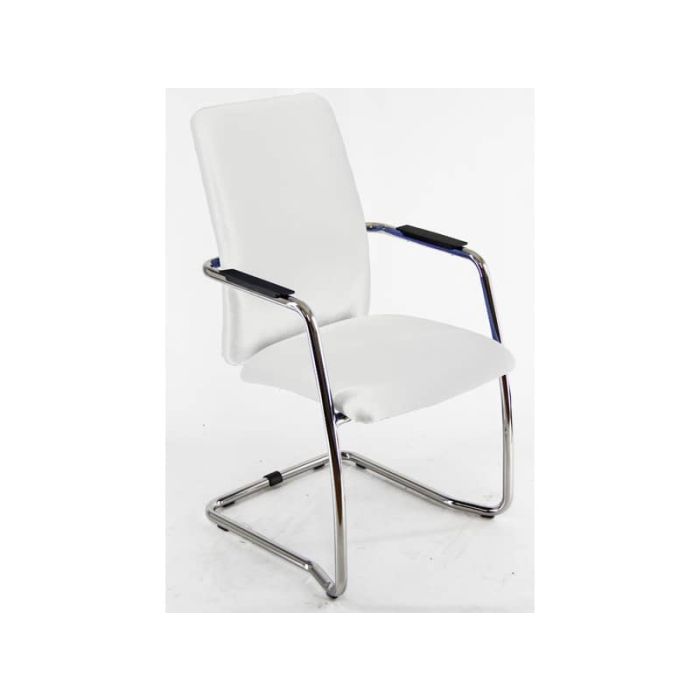 Sedia visitatore con slitta Unisit Lithium LTLTA schienale alto - rivest. pelle bianco - LTLTA/PQ main product photo