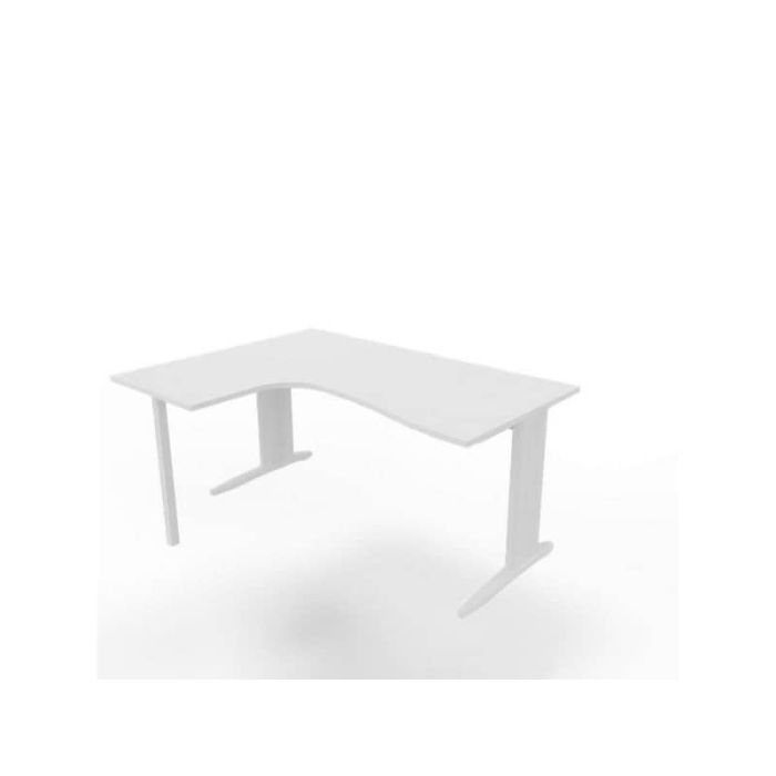 Scrivania penisola sinistra piano bianco 160x120xH.75 cm gamba a L in acciaio bianco linea Practika P1 ECSMT16S-BA-I main product photo