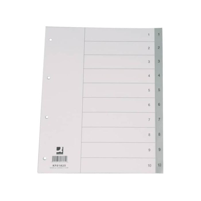 Divisore numerico Q-Connect grigio 22,5x29,7 cm ppl 1-10 KF01825 main product photo
