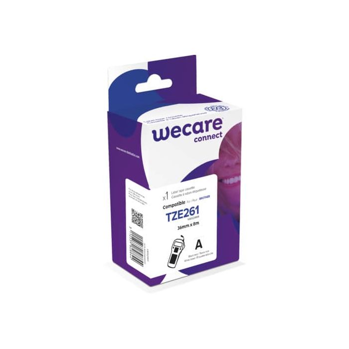 Nastro compatibile Brother 36 mm x 8 mt Wecare nero/bianco K80024W4 main product photo