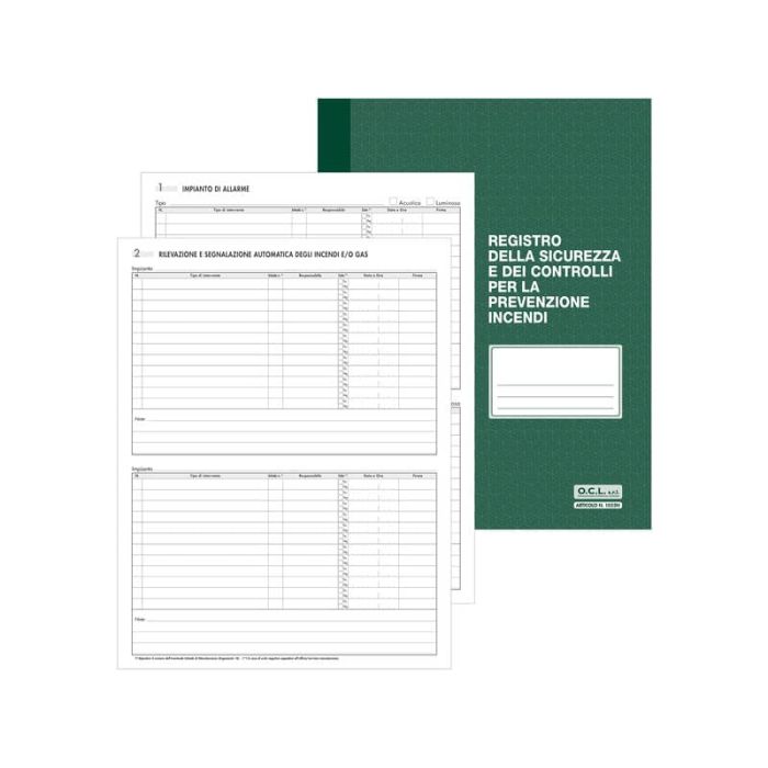 Registro sicurezza e controlli per la prevenzione incendi O.C.L. 48 pagine 1055N main product photo