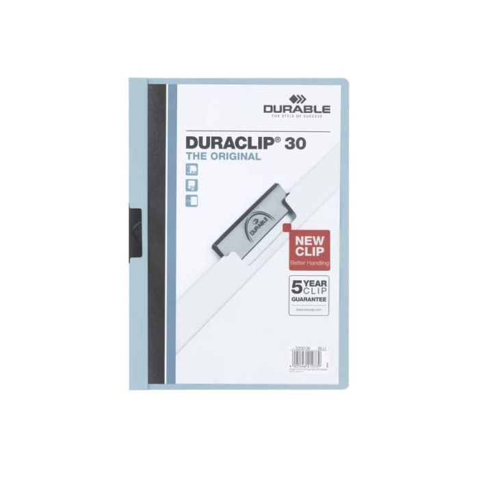 Cartellina con clip Durable DURACLIP A4 - dorso 3 mm - capacità 30 fogli azzurro - 220006 main product photo
