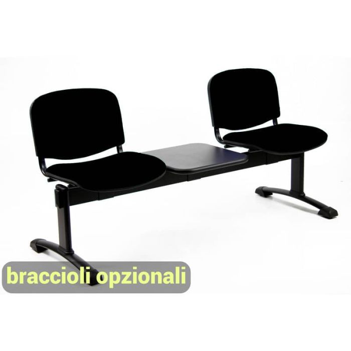 Panca 2 posti attesa Unisit Dado D52PT con tavolino - rivestimento ignifugo nero - D52PT/IN main product photo