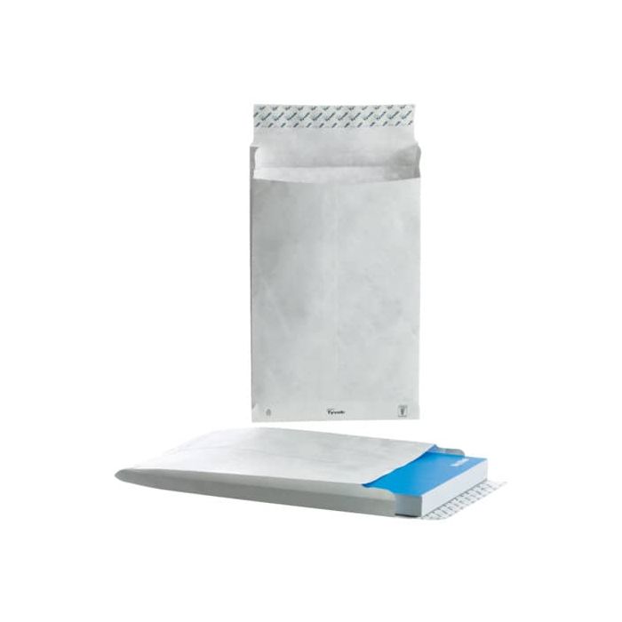 Buste a sacco con soffietti e strip bianche 305x406x50 mm - conf. 100 pz Tyvek formato E4 - 11846 main product photo