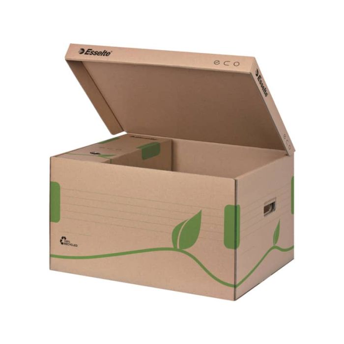 Scatola archivio Esselte ECOBOX container per Boxy 80/100 avana/verde 34,5x24,2x43,9 cm - 623918 main product photo