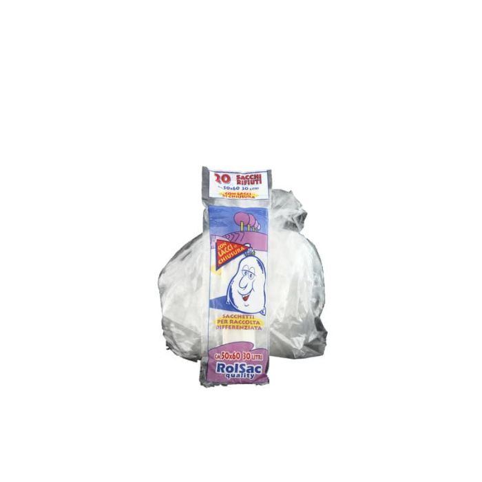 Sacchi Rolsac Quality 50x60 cm 27 l neutro Conf. 20 pezzi - 10064 main product photo