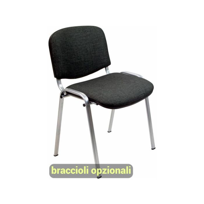 Sedia visitatore 4 gambe Unisit Dado D5G acciaio grigio - rivestimento eco nero - Conf. 2 pezzi - D5G/2/EN main product photo