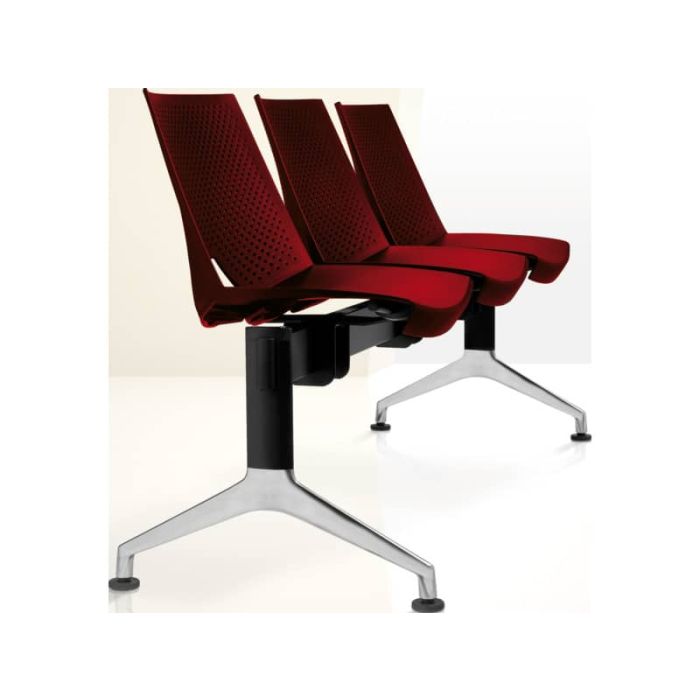 Panca 3 posti attesa Unisit Strike SK3PT con tavolino - schienale fisso - PPL rosso - SK3PT/RO main product photo