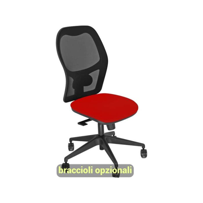Sedia operativa girevole Unisit Hubble HUHU schienale in rete nero - rivestimento Eco rosso -HUHU/ER main product photo