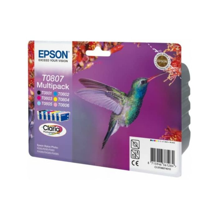 Cartucce inkjet Colibrì T080/blister RS Epson 6 colori Conf. 6 - C13T08074011 main product photo
