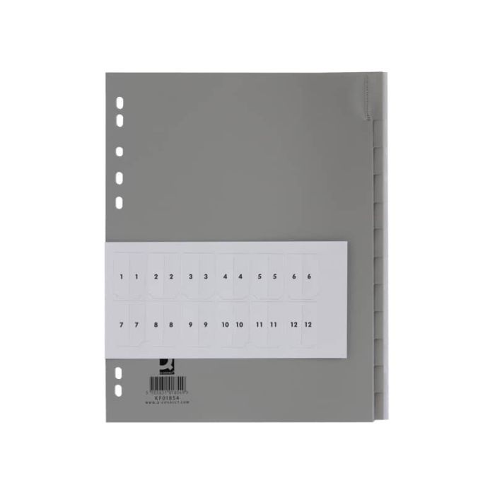 Divisore personalizzabile Q-Connect grigio 24,5x29,7 cm ppl 12 pagine KF01854 main product photo