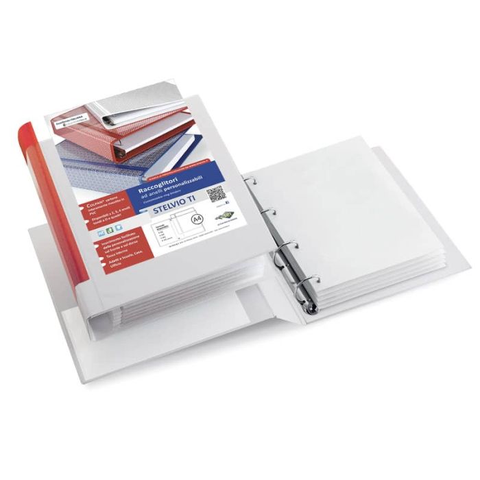 Raccoglitore personalizzabile Sei Rota Stelvio TI A4 - 4 anelli Q 100mm - dorso 13 cm bianco 36994601 main product photo