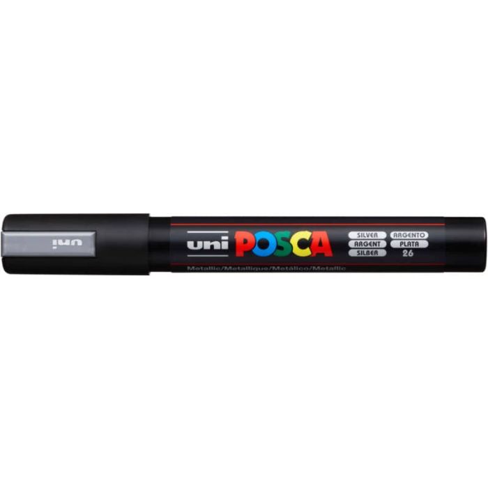 Marcatore a tempera POSCA Uni-Ball punta tonda 1,8-2,5 mm argento M PC5M ARG main product photo