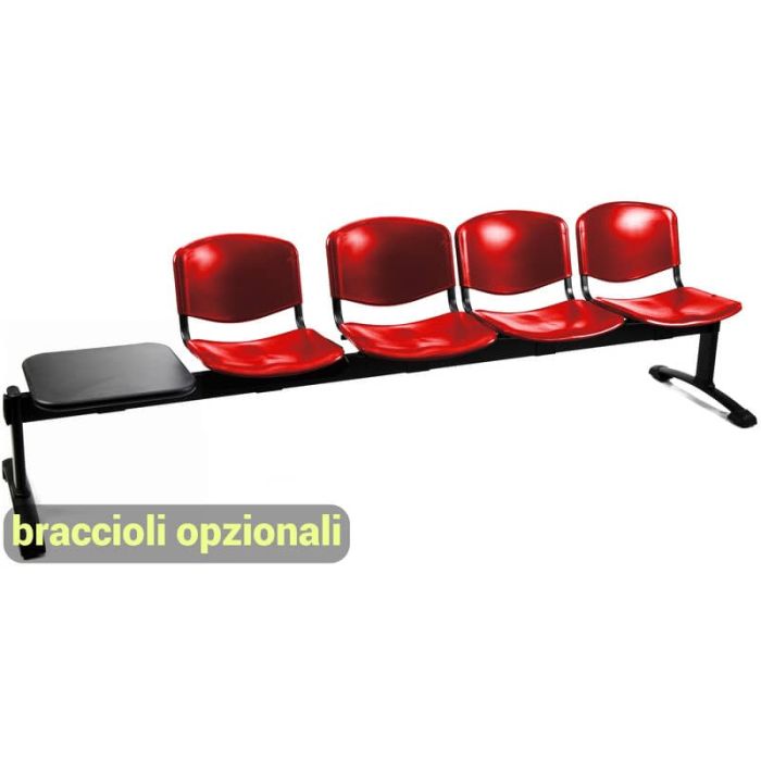 Panca 4 posti attesa Unisit Dado D54PT con tavolino - rivestimento Eco rosso - D54PT/ER main product photo