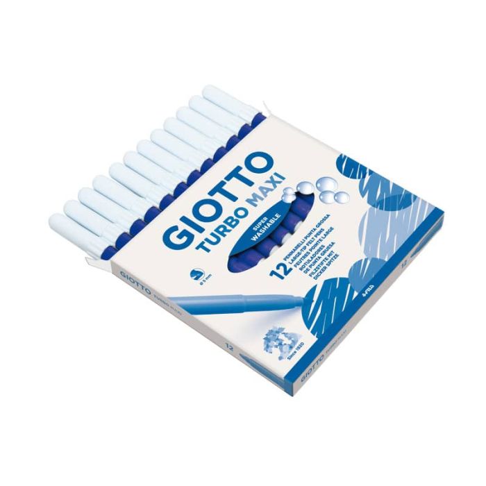 Pennarello GIOTTO Turbo Maxi punta grossa in fibra 5 mm blu oltremare Conf. 12 pezzi - 456032 main product photo