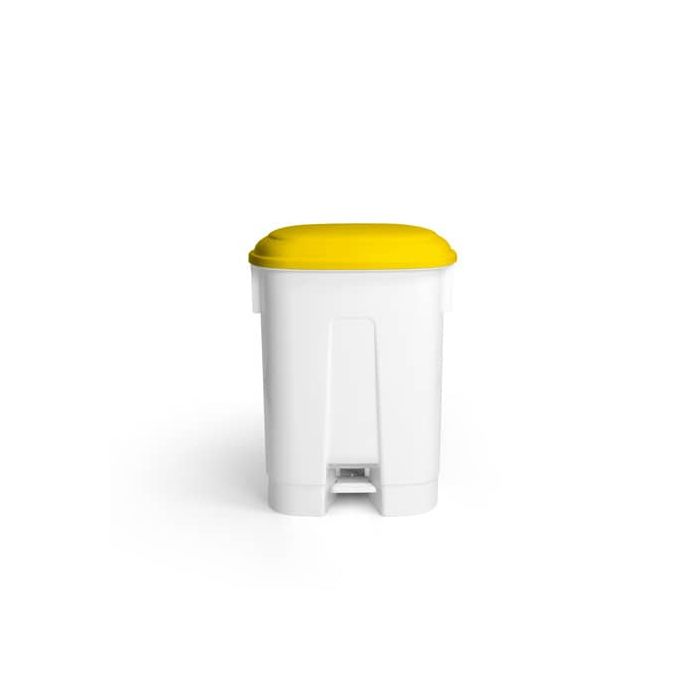 Pattumiera bianca a pedale 2x30 L - 50x36x68 cm TTS coperchio giallo 00005748 main product photo