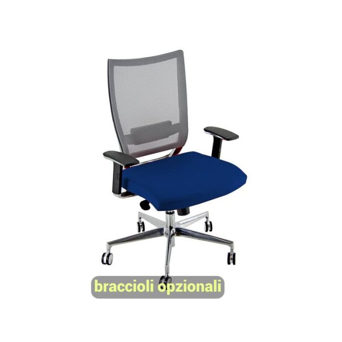 Sedia semidirezionale girevole Unisit Concept COTXL schienale in rete grigio - rivestimento fili luce blu - COTXL/F11 main product photo