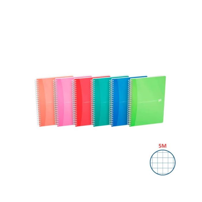 Quaderno spiralato OXFORD Office My Colours A5 assortiti quadretti 5 mm 100102483 main product photo