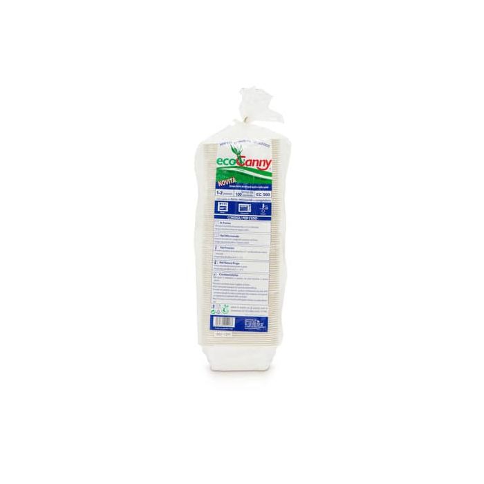 Vaschetta bio-compostabile ecoCanny Take Away bianco 1/2 porzioni conf. 100 pz - ECOT12CA main product photo
