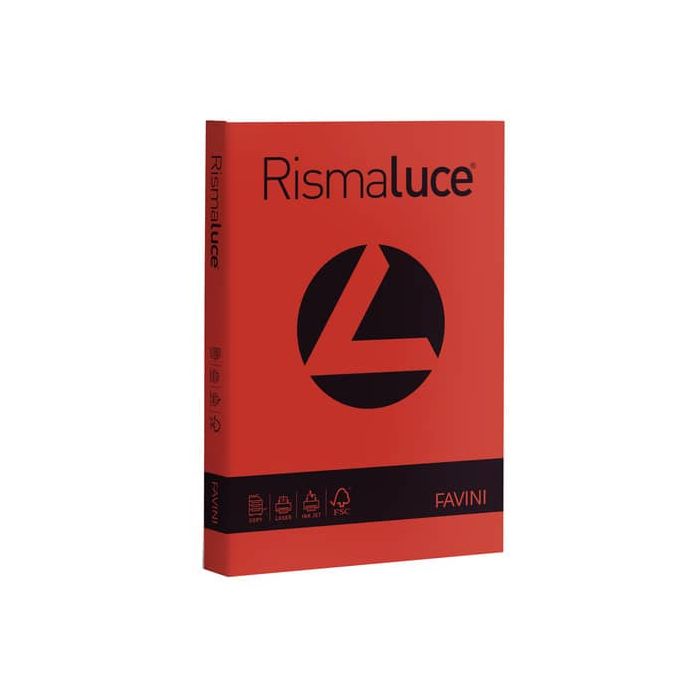 Carta colorata Favini Rismaluce colori forti 200 g/m² A4 scarlatto 61 - Risma da 125 fogli - A67C104 main product photo