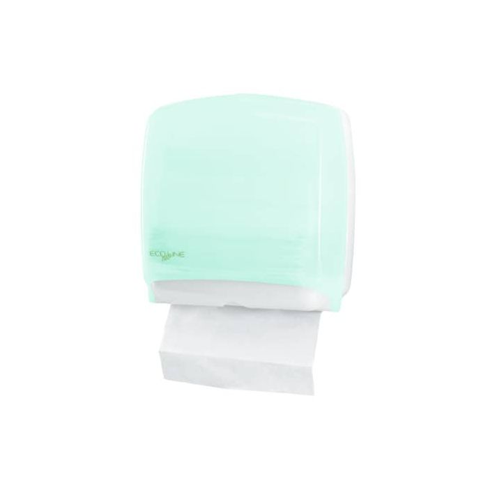 Distributore mini di carta asciugamani in fazzoletti QTS in PPL con capacità 300 foglietti verde opalino - E-FO/2RN-S main product photo