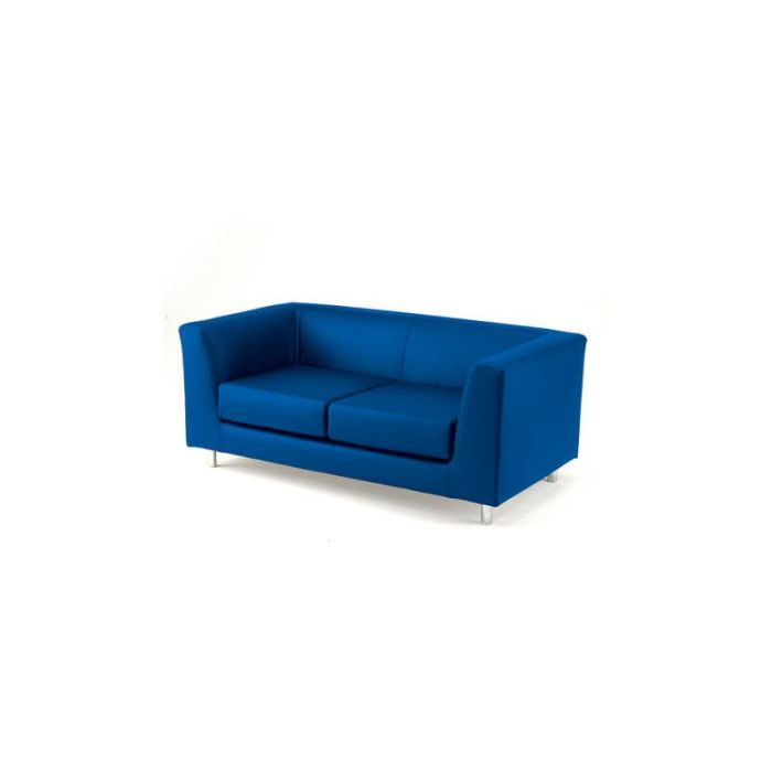 Divano attesa a 2 posti Unisit Quad QD2 schienale fisso - rivestimento tessuto fili di luce blu - QD2/F11 main product photo
