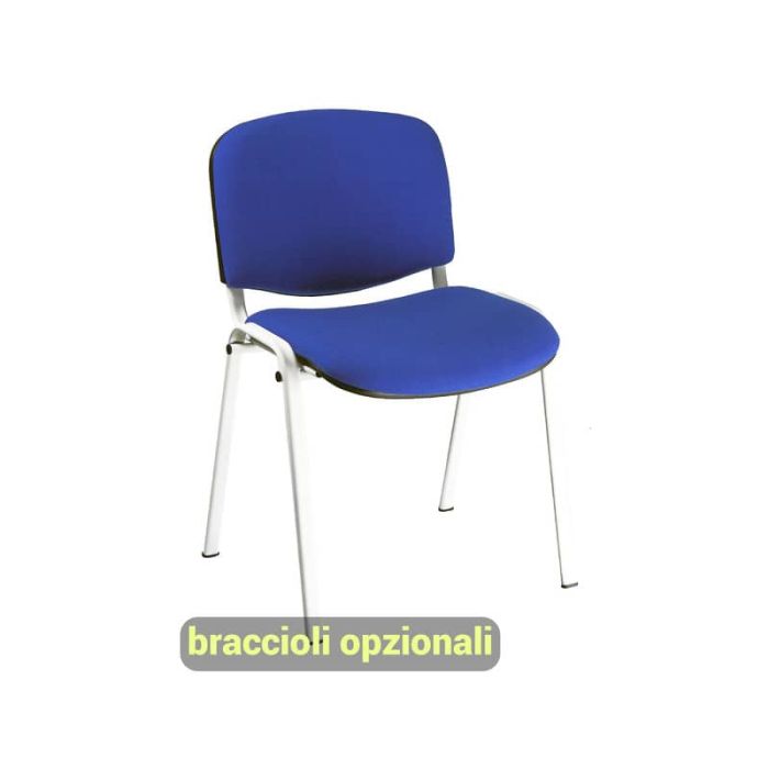 Sedia visitatore 4 gambe Unisit Dado D5B acciaio bianco - rivestimento ignifugo blu - Conf. 2 pezzi - D5B/2/IB main product photo