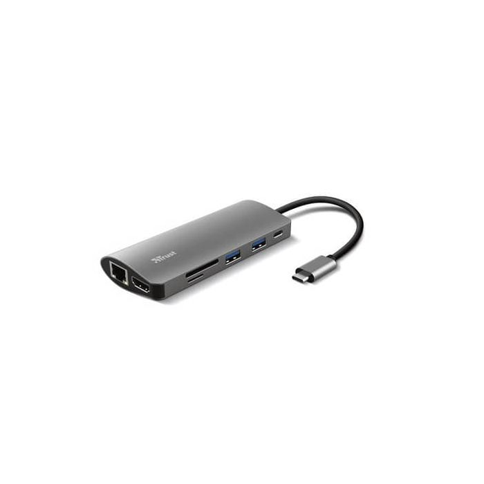 Adattatore USB C Trust DALYX 7 7-in-1 HDMI - 2xUSB-A -USB-C - Ethernet - Micro SD - SD card - alluminio - 23775 main product photo
